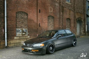 1997 Honda Civic with 16x8.5 HRE HRE504(Custom Rebarrel) wheels