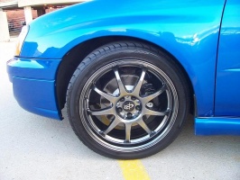 2004 Subaru Impreza with 18x8 Rota P1 wheels