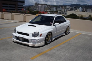 2003 Subaru Impreza with 18x8 Rota D2 wheels