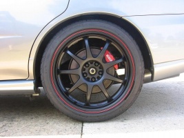 2007 Subaru Impreza with 18x8 Rota P1 wheels