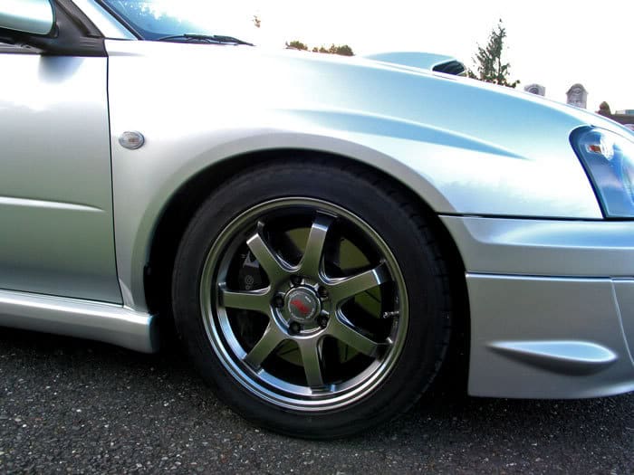 2004 Subaru Impreza with 17x7.5 Rota SDX wheels