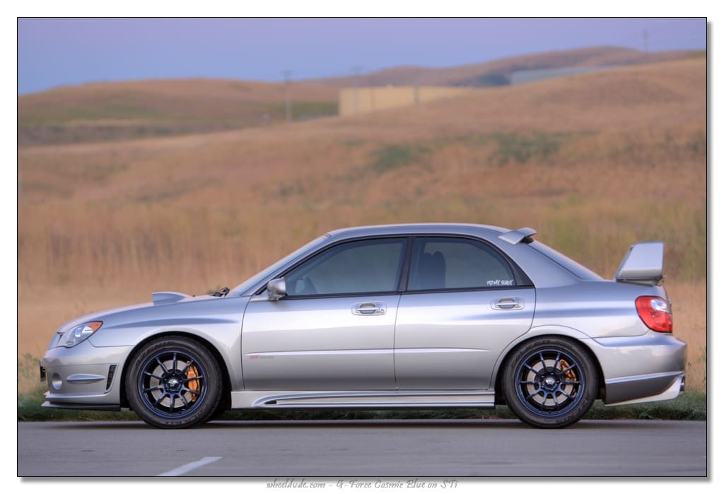 2006 Subaru Impreza with 17x8 Rota G-Force wheels