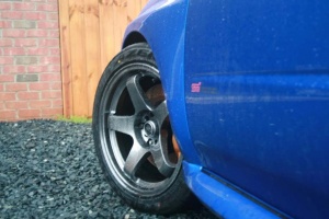 2006 Subaru Impreza with 17x9.5 Rota P45R wheels