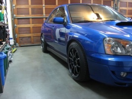 2004 Subaru Impreza with 17x9 Rota DPT wheels