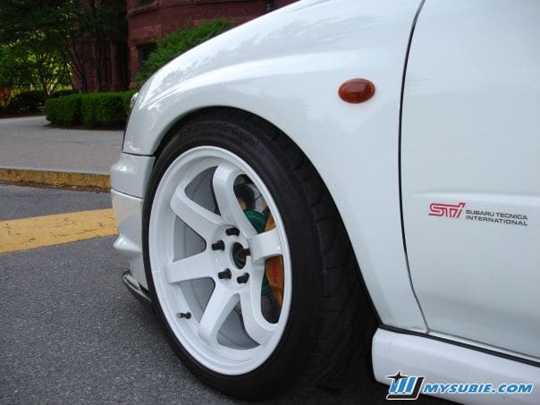 2004 Subaru Impreza with 18x9.5 Rota Grid wheels