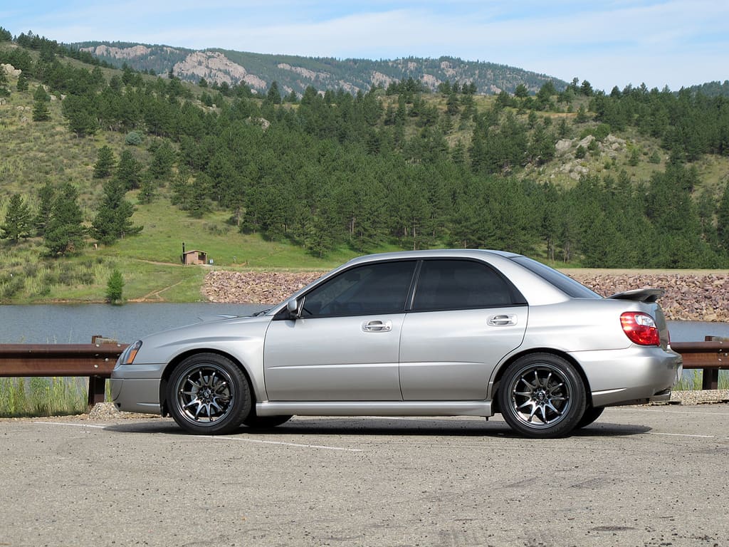 2004 Subaru Impreza with 17x9 Rota DPT wheels