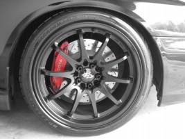 2003 Subaru Impreza with 18x9.5 Rota DPT wheels