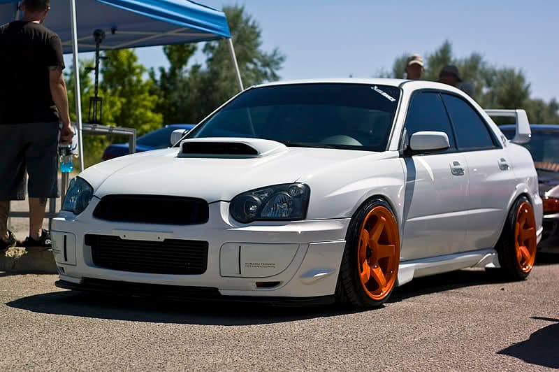 2004 Subaru Impreza with 18x9.5 Rota P45R wheels