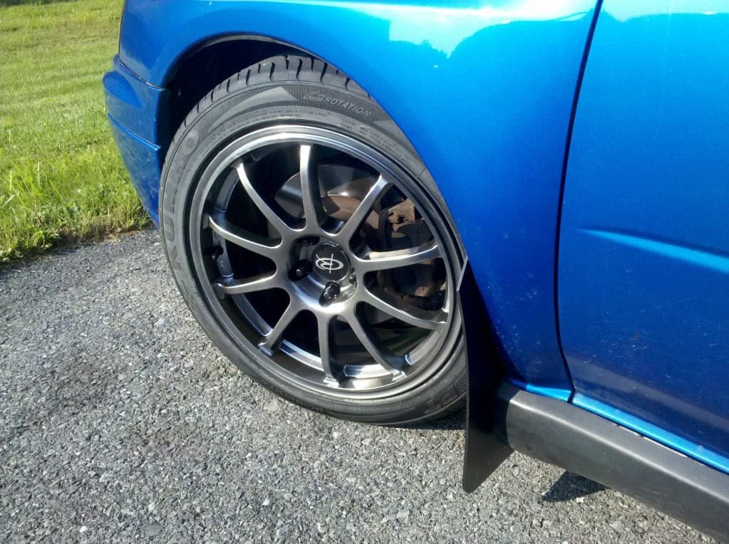 2004 Subaru Impreza with 17x8 Rota G-Force wheels