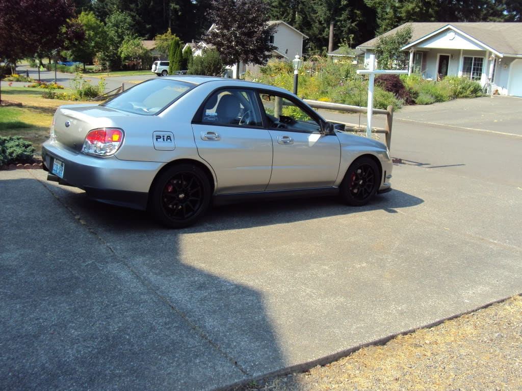 2007 Subaru Impreza with 18x8.5 Rota DPT wheels