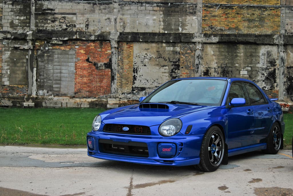 2002 Subaru Impreza with 17x9 Rota Grid wheels