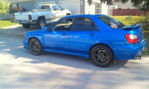 2003 Subaru Impreza with 17x8.5 Rota wheels