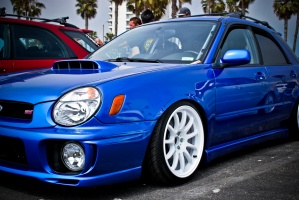 2002 Subaru Impreza WRX with 17x9 Work Emotion 11R wheels