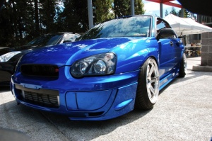 2005 Subaru Impreza WRX STi with 18x10.5 Rays Engineering Volk Racing TE37 wheels
