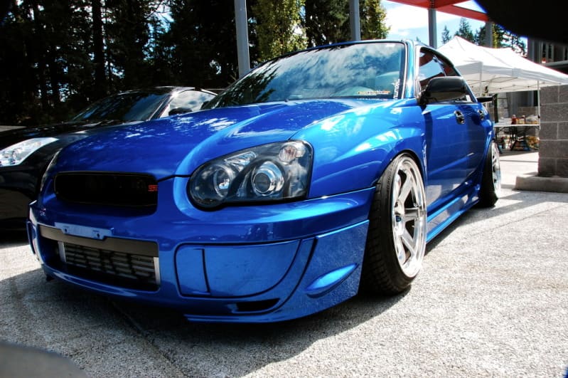 2005 Subaru Impreza WRX STi with 18x10.5 Rays Engineering Volk Racing TE37 wheels