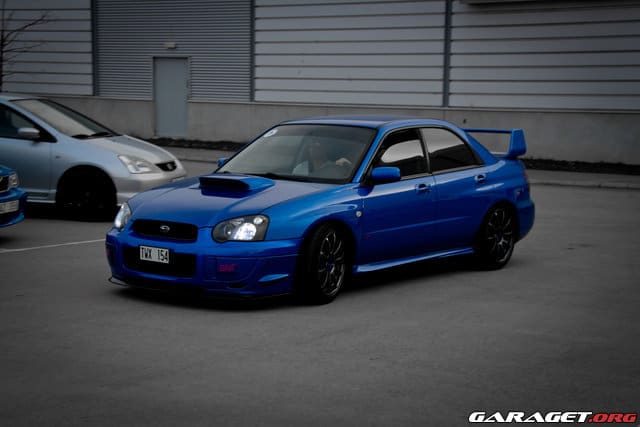 2004 Subaru Impreza with 18x8.5 Rota G-Force wheels