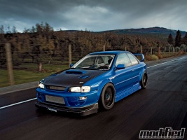 1999 Subaru Impreza with 18x10 Rota SVN-R wheels