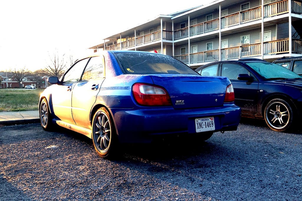 2003 Subaru Impreza with 18x8 Rota Tarmac 3 wheels