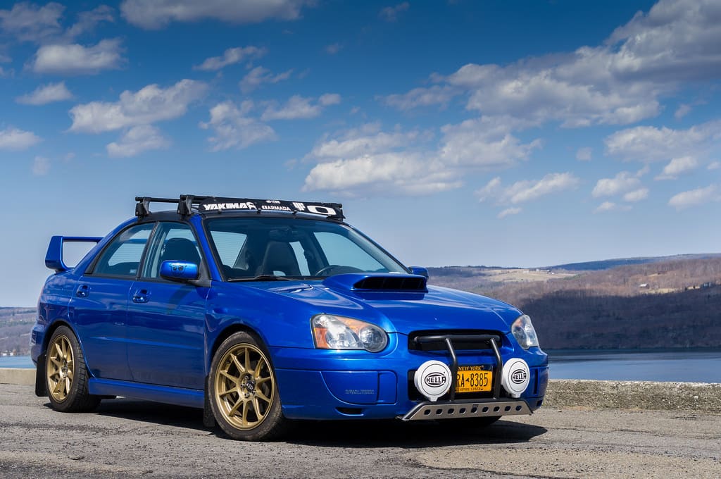 2004 Subaru Impreza with 17x8 Rota Titan wheels