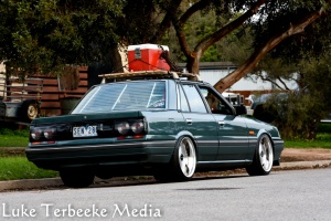 1989 Nissan R31-R34 Skyline 2dr with 18x9 Work Euroline DH wheels