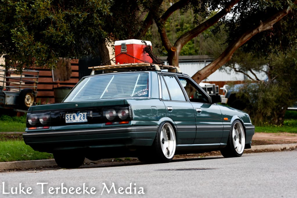 1989 Nissan R31-R34 Skyline 2dr with 18x9 Work Euroline DH wheels