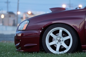 2004 Subaru Impreza WRX with 17x9 Rota Grid wheels