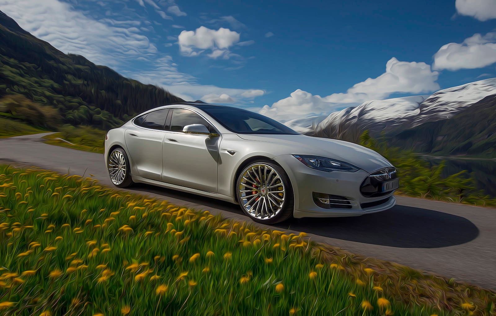 2014 Tesla Model S with 21x9 Breyton LS wheels