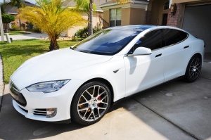 2014 Tesla Model S with 20x9 TSW Nurburgring wheels
