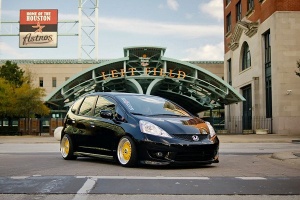 2009 Honda Fit with 16x8.5 BBS RS wheels