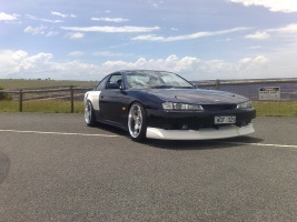1998 Nissan S14 with 18x9.5 Garson Deep Racing Ryugi wheels