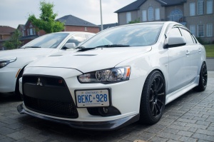 2010 Mitsubishi Lancer Evolution with 18x9 Rota G-force wheels
