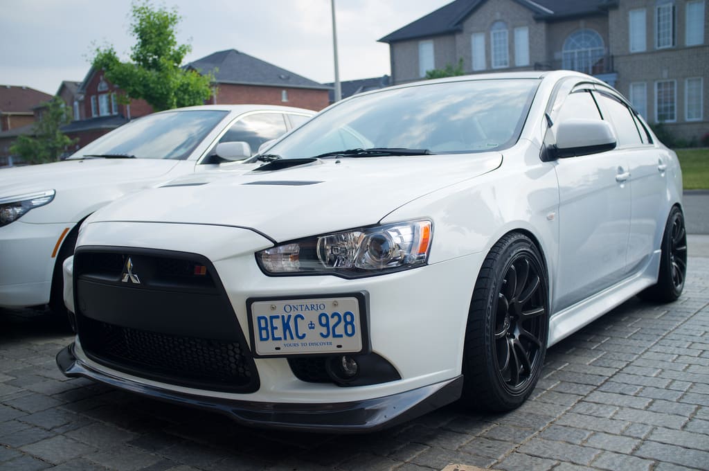 2010 Mitsubishi Lancer Evolution with 18x9 Rota G-force wheels