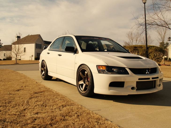 2004 Mitsubishi Lancer Evolution with 18x9.5 Rota P45R wheels