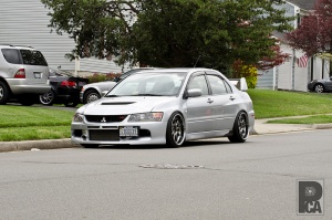 2004 Mitsubishi Lancer Evolution with 18x10 Work XD9 wheels