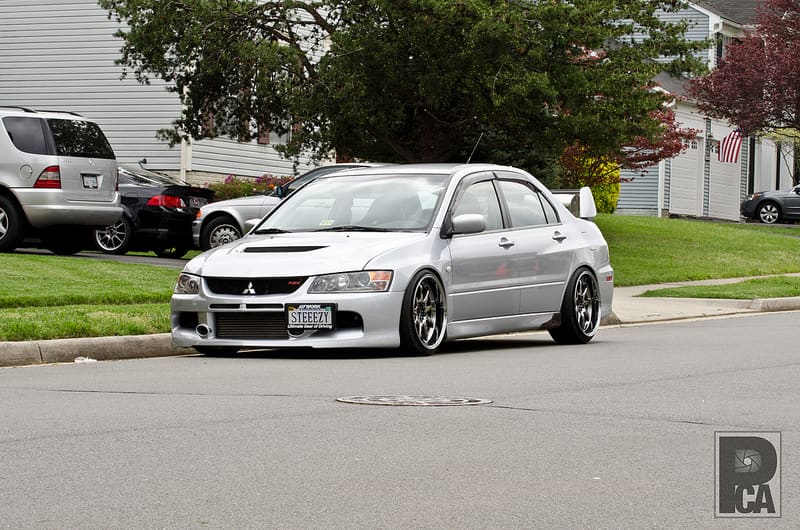 2004 Mitsubishi Lancer Evolution with 18x10 Work XD9 wheels