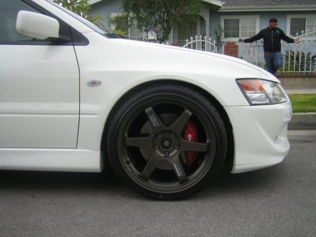 2004 Mitsubishi Lancer Evolution with 19x8.5 Volk Racing Gunmetal TE37 wheels