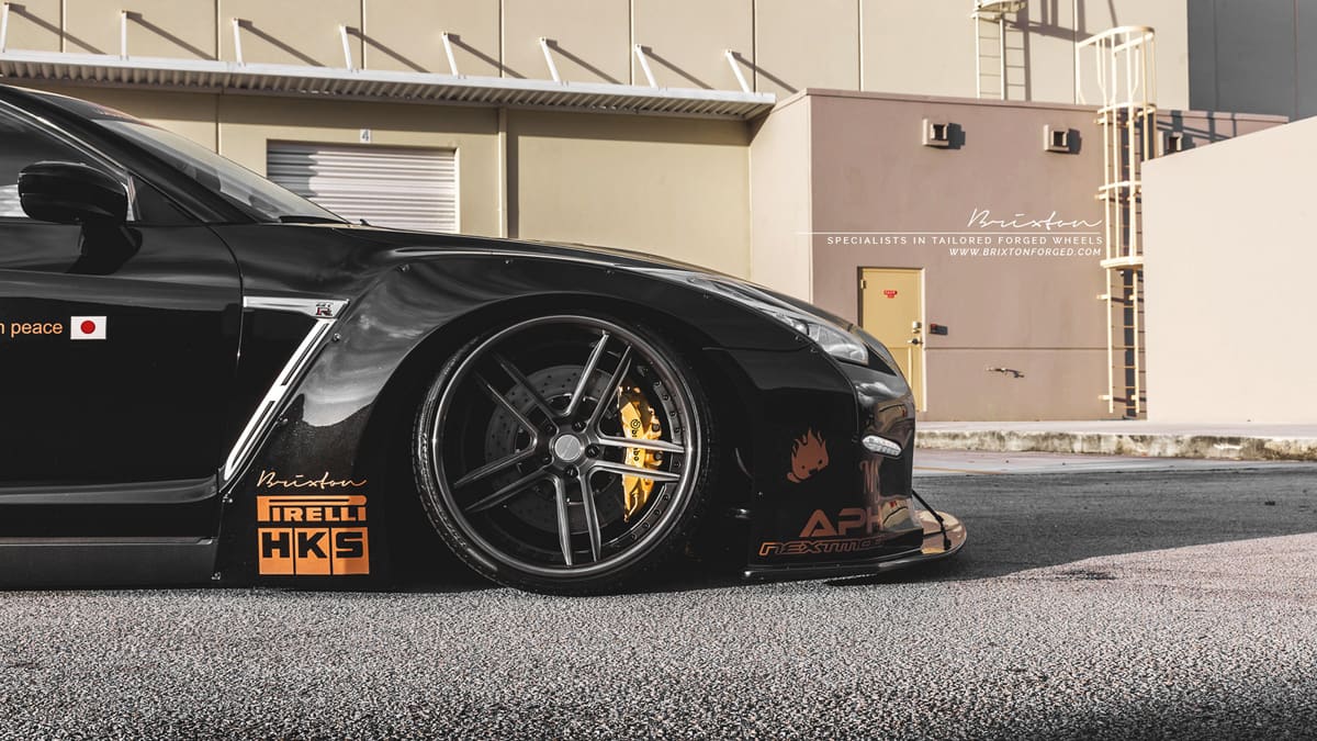 2016 Nissan GT-R with 21x12 Brixton R25 wheels