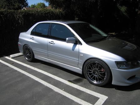 2003 Mitsubishi Lancer Evolution with 18x9 Rota SVN wheels