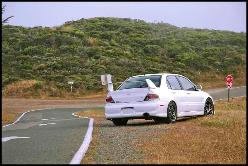 2004 Mitsubishi Lancer Evolution with 17x9 Volk Racing CE28N wheels