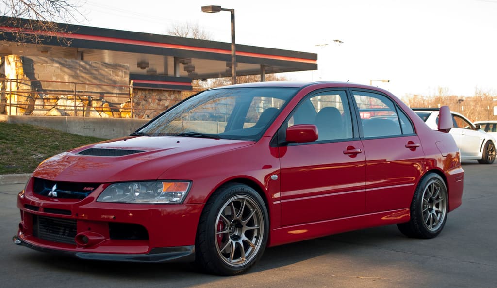 2005 Mitsubishi Lancer Evolution with 17x9.5 WedsSport TC 105N wheels