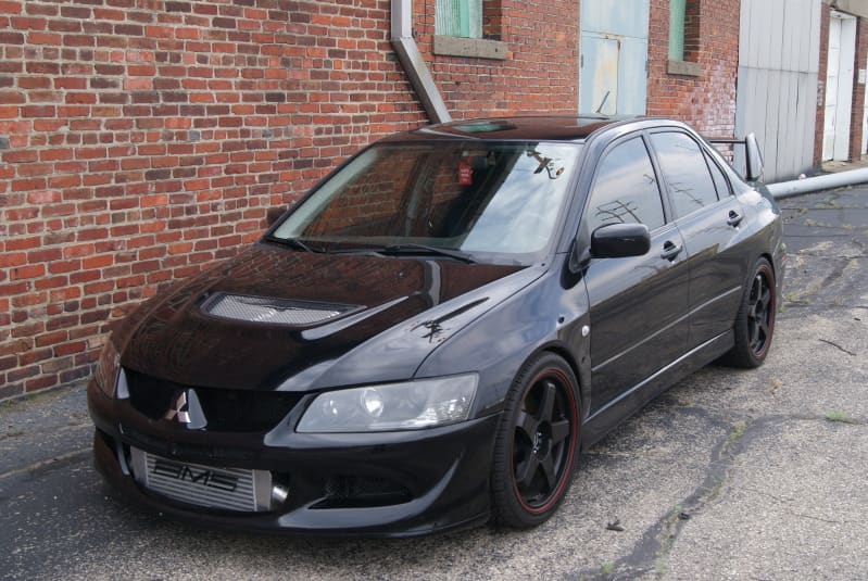 2005 Mitsubishi Lancer Evolution with 18x9.5 Rota P45F wheels