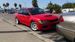 2006 Mitsubishi Lancer Evolution with 17x9.5 Work XD9 wheels