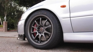 2004 Mitsubishi Lancer Evolution with 17x9.5 Volk Racing CE28N wheels