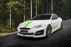 2013 Tesla Model S with 22x10 Mansory M10 wheels