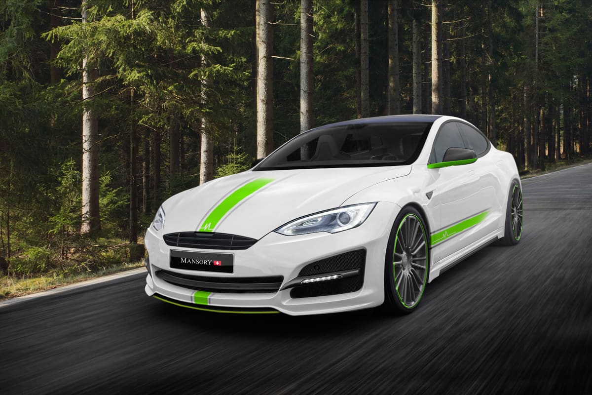 2013 Tesla Model S with 22x10 Mansory M10 wheels