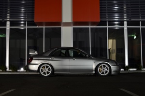 2005 Subaru Impreza WRX STi with 18x9 Rota Boost wheels