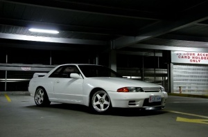 1989 Nissan R31-R34 Skyline 2dr with 17x9.5 Rays Nismo LMGT3 wheels
