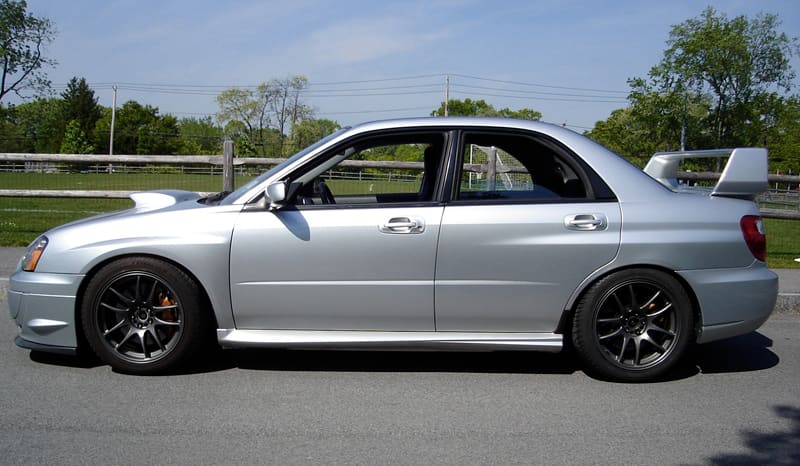 2004 Subaru Impreza WRX STi with 17x9 Work Wheels Emotion CR Kai wheels
