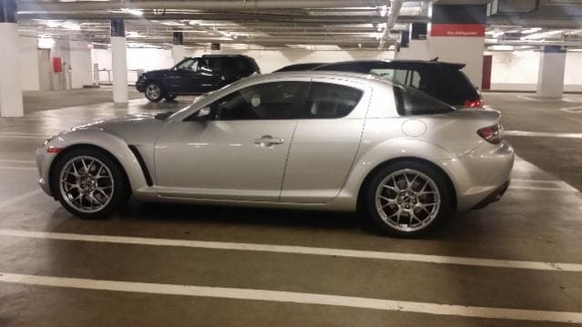 2008 Mazda RX-8 with 18x8.5 BBS Evo X MR wheels