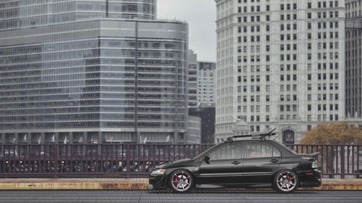 2003 Mitsubishi Lancer Evolution with 18x9.5 MB Battle wheels